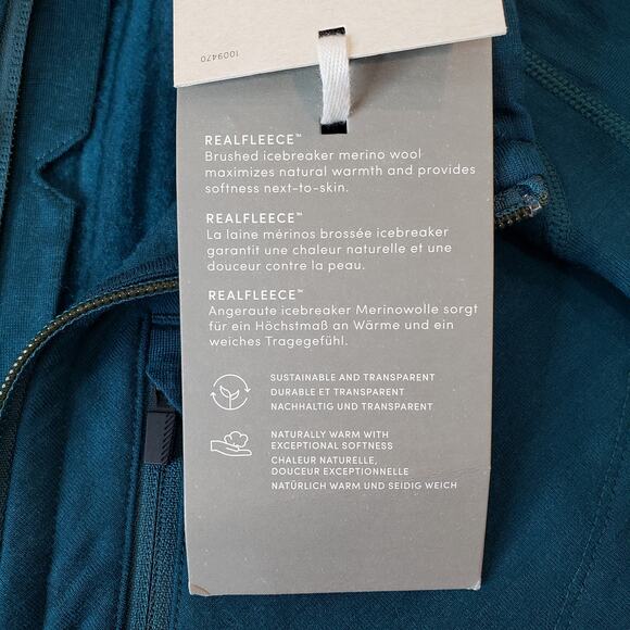 NWT ICEBREAKER RealFleece Descender LS Full Zip Wool Jacket Green Men's Large - Picture 5 of 16